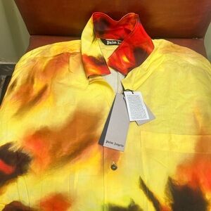 Palm Angels Yellow and Red Casual Button Down Shirt